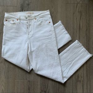 Levis Wedgie Straight Leg Jeans - White- Raw Hem Crop - 26 -Levi’s Premium Jeans